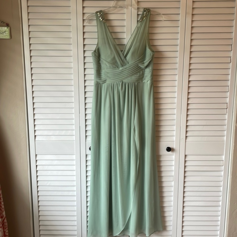 Sweetheart neck Adrianna Papell Bridesmaid Dress with rhinestone straps